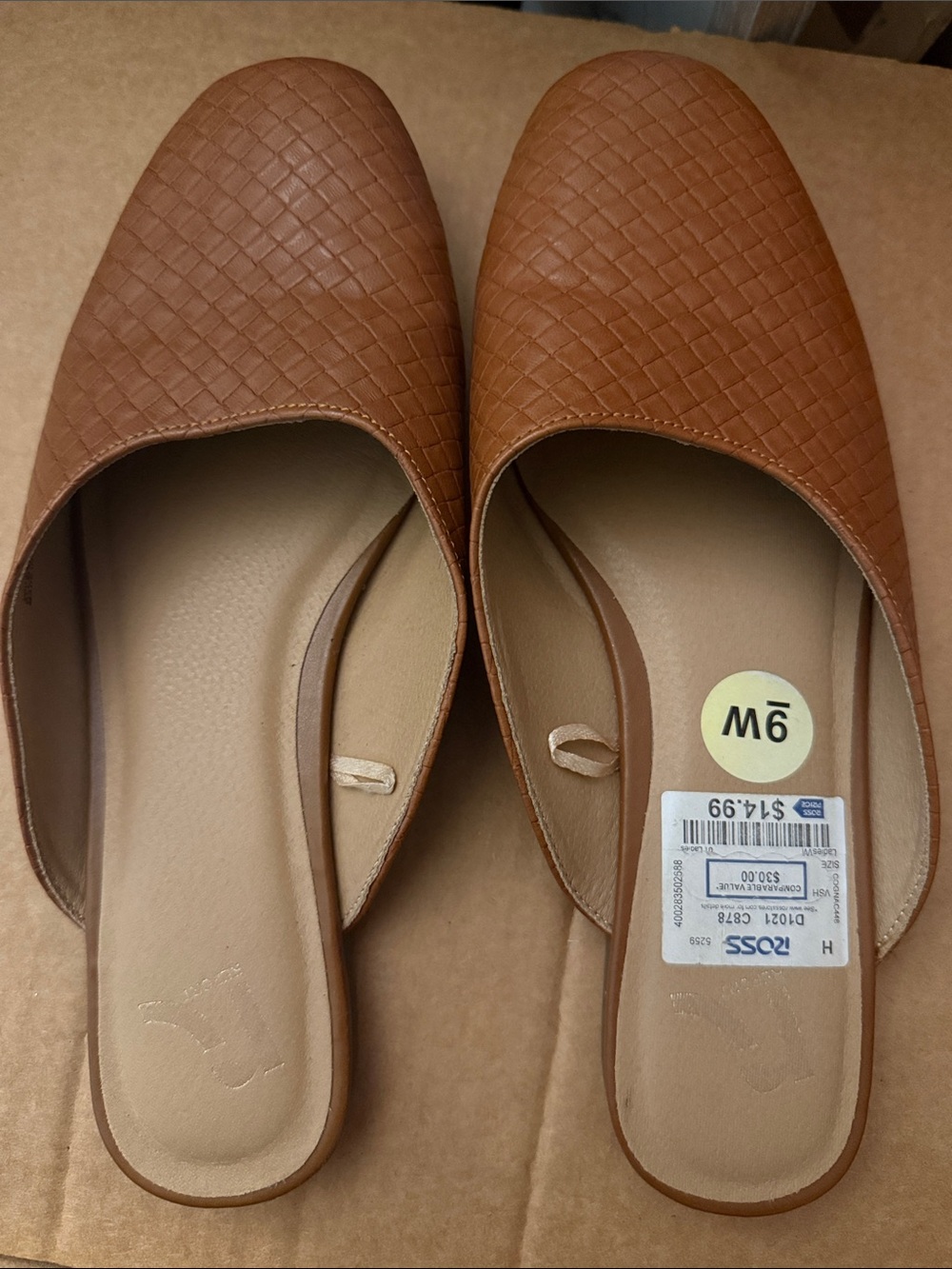 Report Women's Tan Woven Slip-On Mules